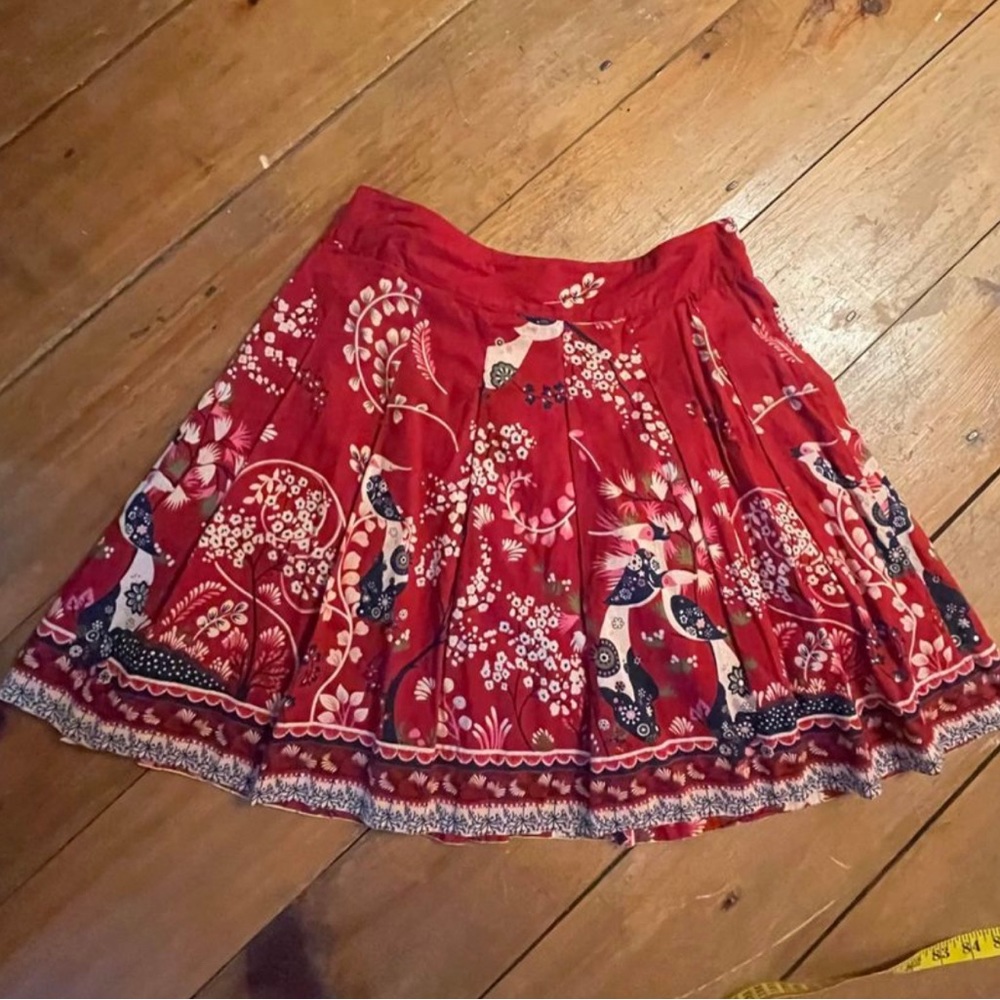 Handmade red vintage pattern pinup anthropologie stule skirt smal medium